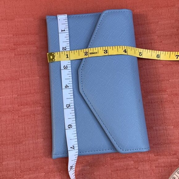 TRAVEL wallet vegan safiano leather snap closure interior zip pocket cardholders - Picture 11 of 12